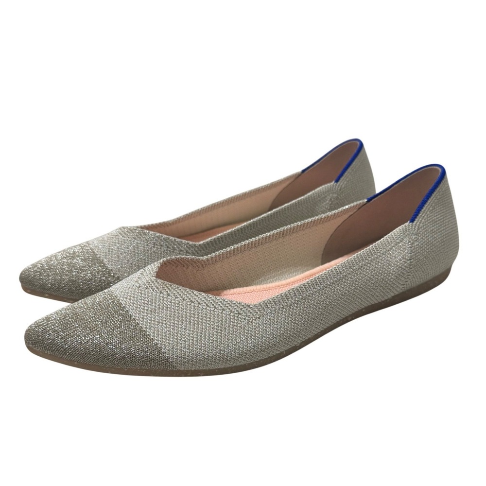 Rothy's The Point Flats Women 8.5 Diamond Metallic Gold Slip On Pointed Toe - Picture 4 of 13